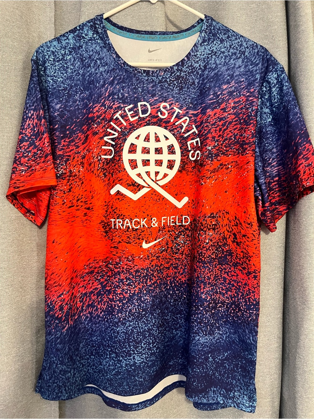 Nike Short-Sleeve United States Track & Field Tee in Blue & Red